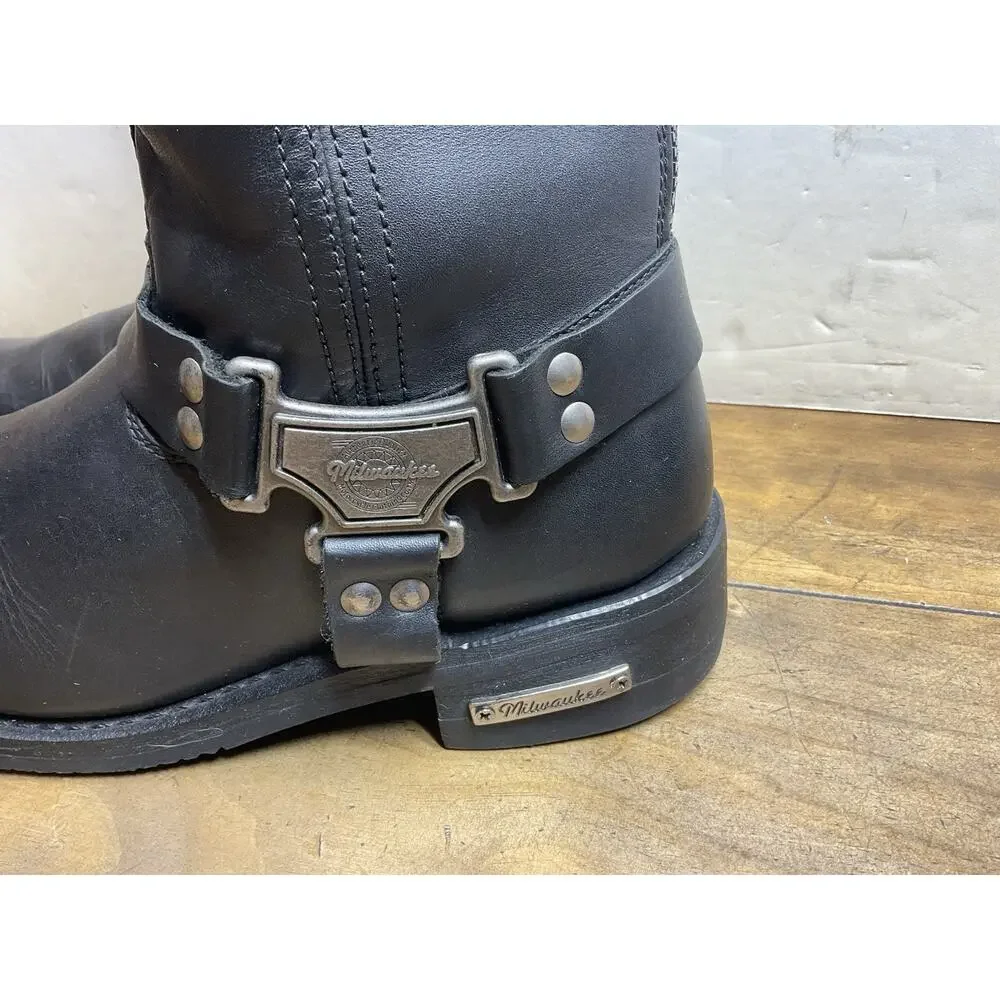 Milwaukee MB410 Men’s Size 13 EE Black Leather Classic Harness Motorcycle Boots